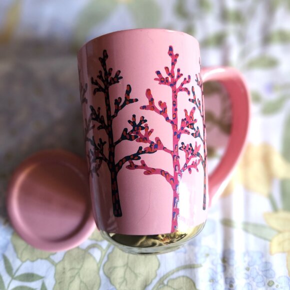 Large David's Tea Pink Tree Covered Mug - Picture 8 of 8